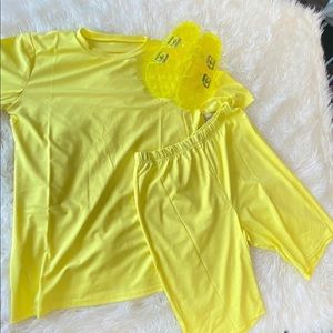 Brand New 2x Yellow Biker Short Set